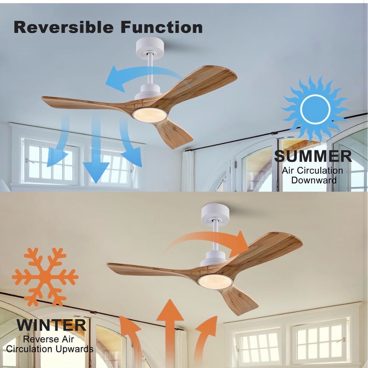 New 42" Wood Ceiling Fan with Light and remote control - photo 3