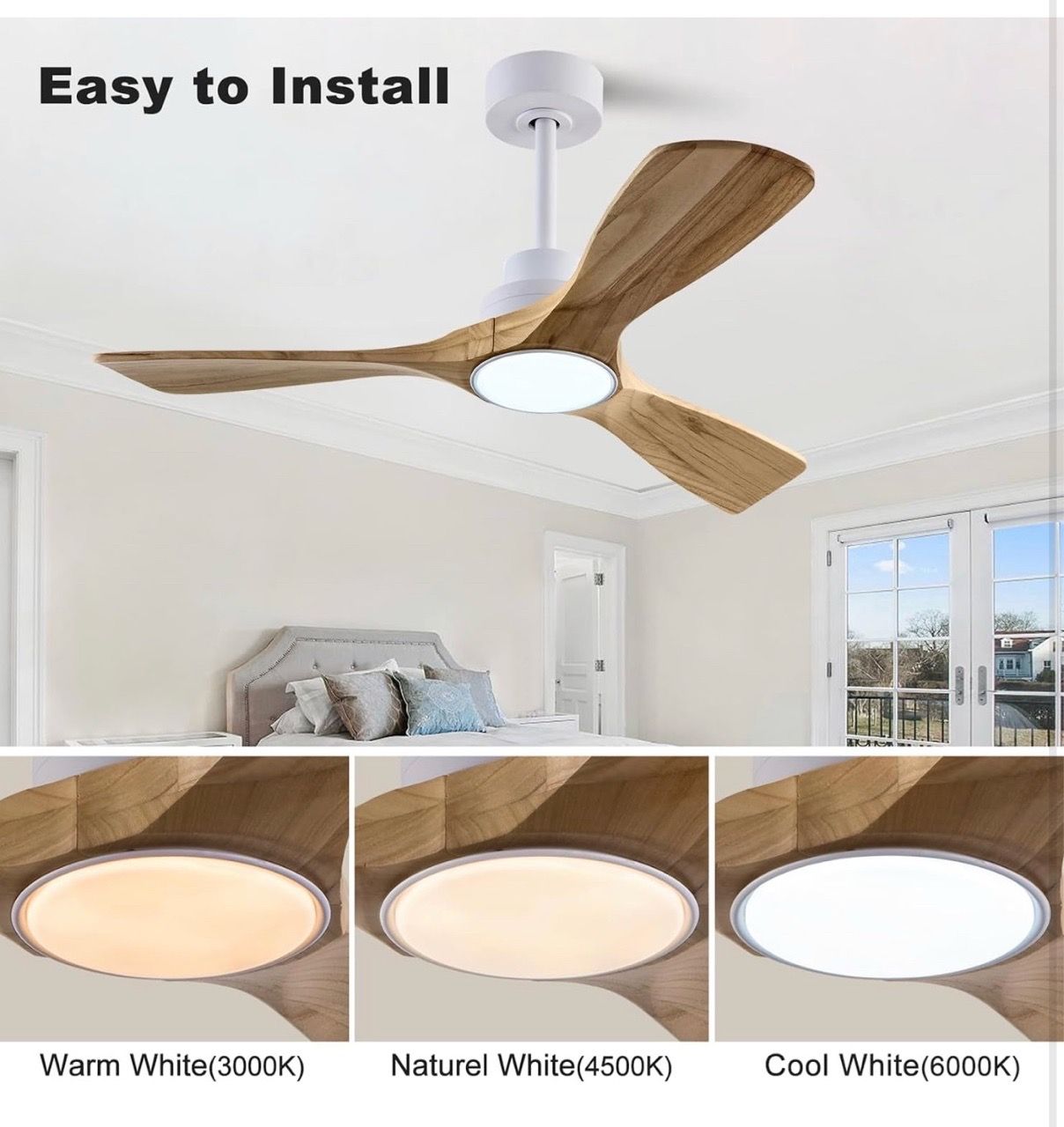 New 42" Wood Ceiling Fan with Light and remote control - photo 4