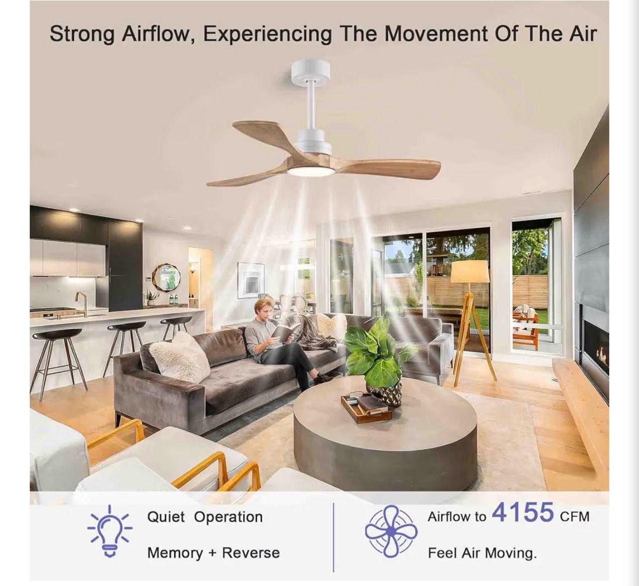 New 52” solid wood ceiling fan with light and remote control - photo 2