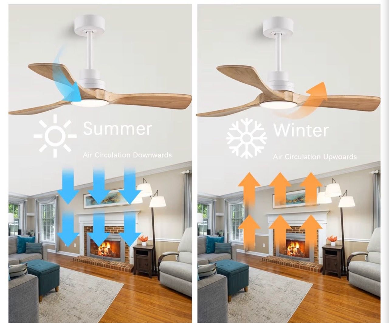 New 52” solid wood ceiling fan with light and remote control - photo 3