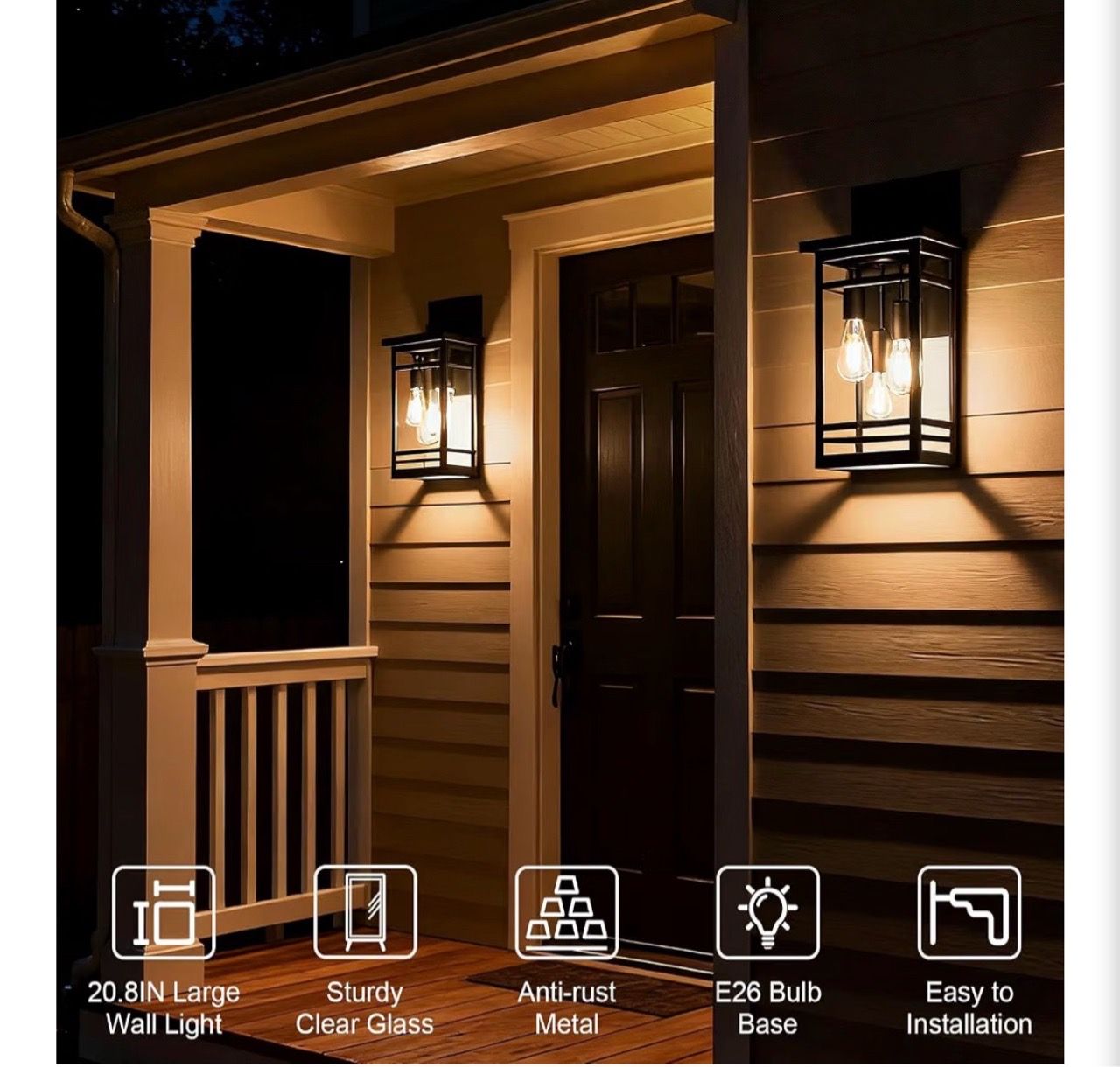 New 3 Lights Large Modern Outdoor Wall Sconce Light Black - photo 5