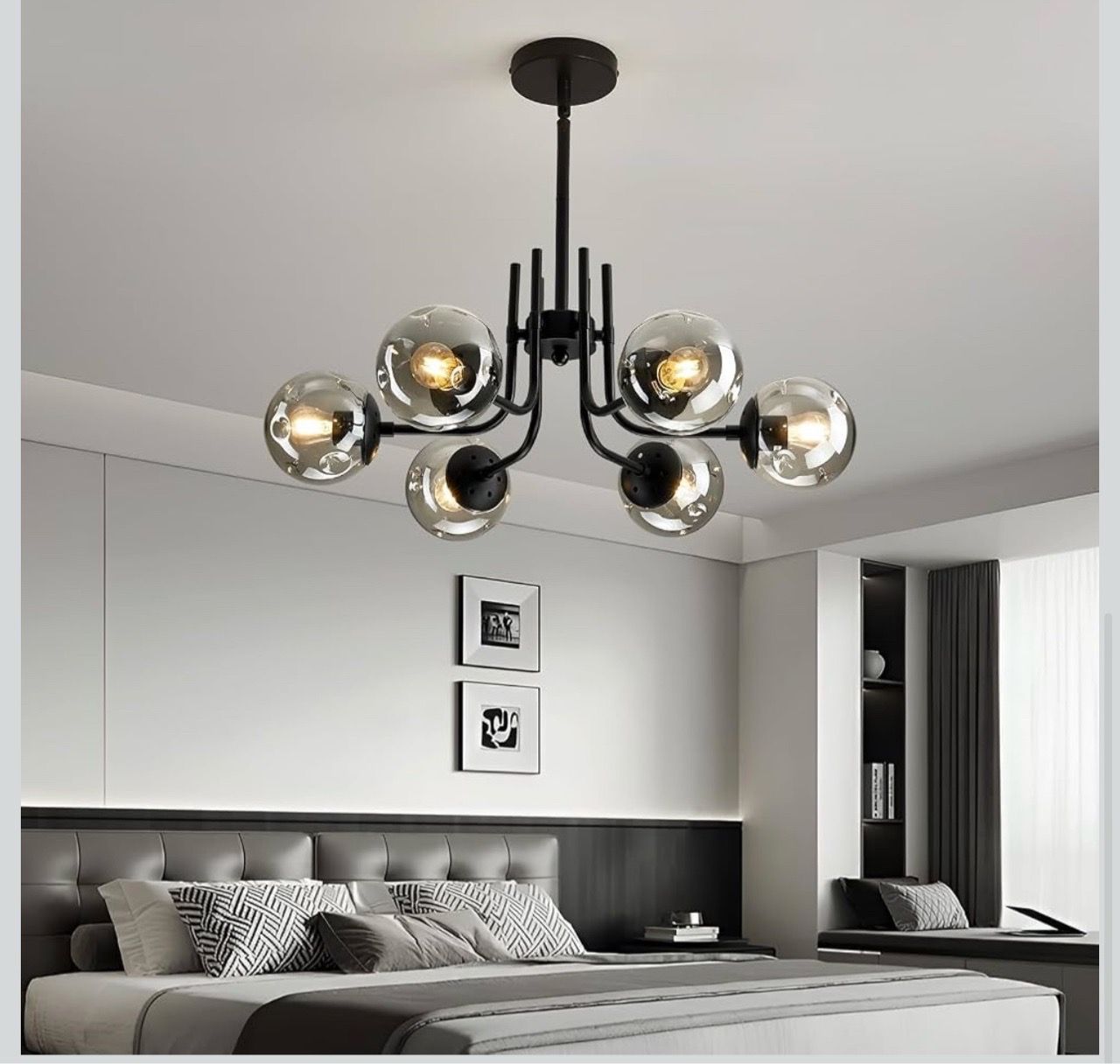 New 6 Light Glass Globe Sputnik Chandeliers - photo 2