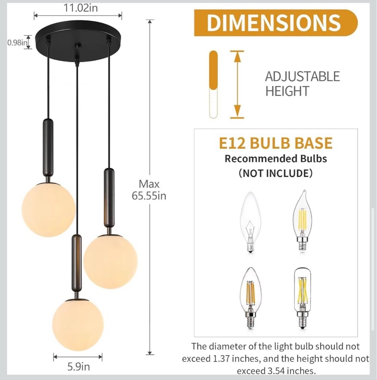 New Modern Black Pendant Light Hanging Fixture Light - photo 5