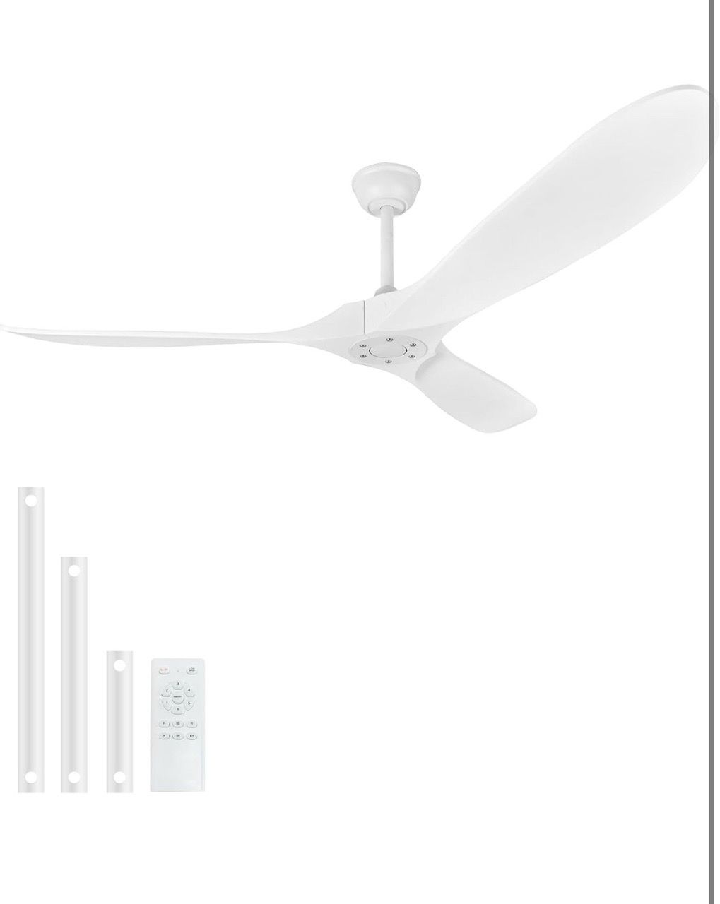 New 60 Inch White Ceiling Fan No Light with remote control