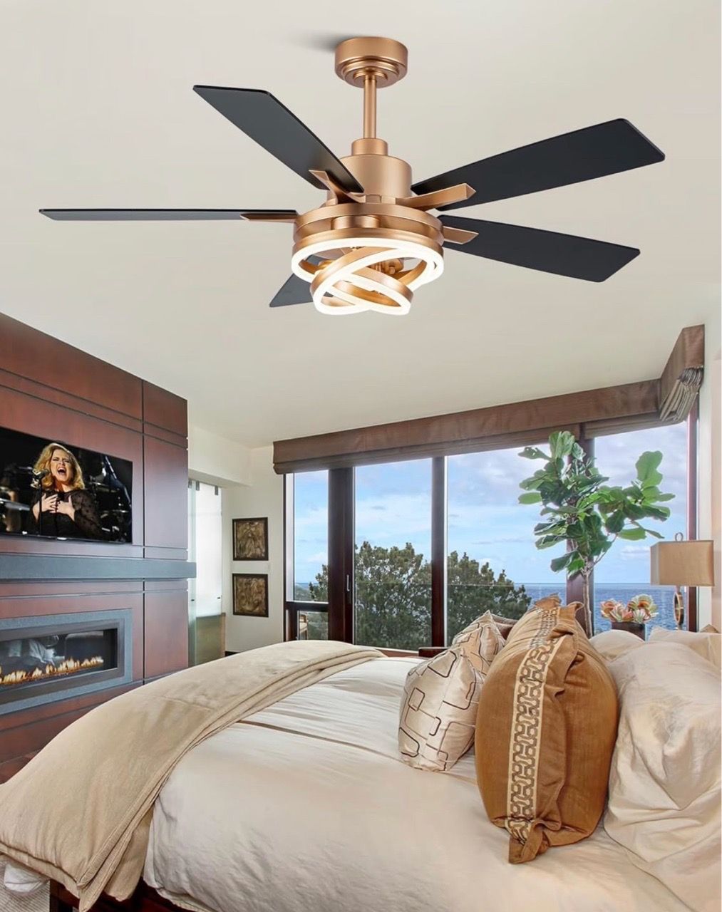 New 52" Gold Modern Chandelier Fandelier Ceiling Fan - photo 3