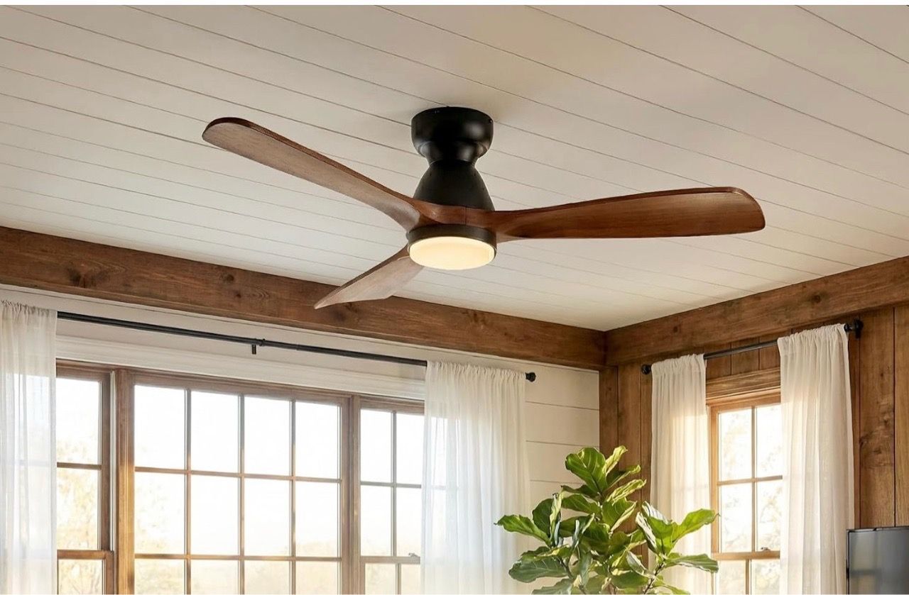 New 52in Smart Flush Mount Ceiling Fan with Lights - photo 4