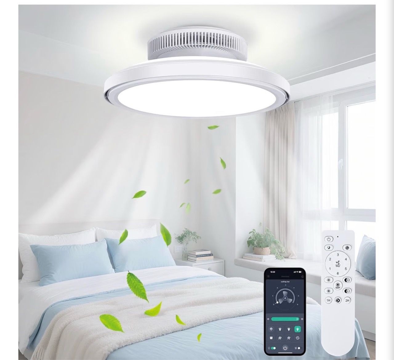 New 18" Bladeless Ceiling Fan with Light and Remote/APP