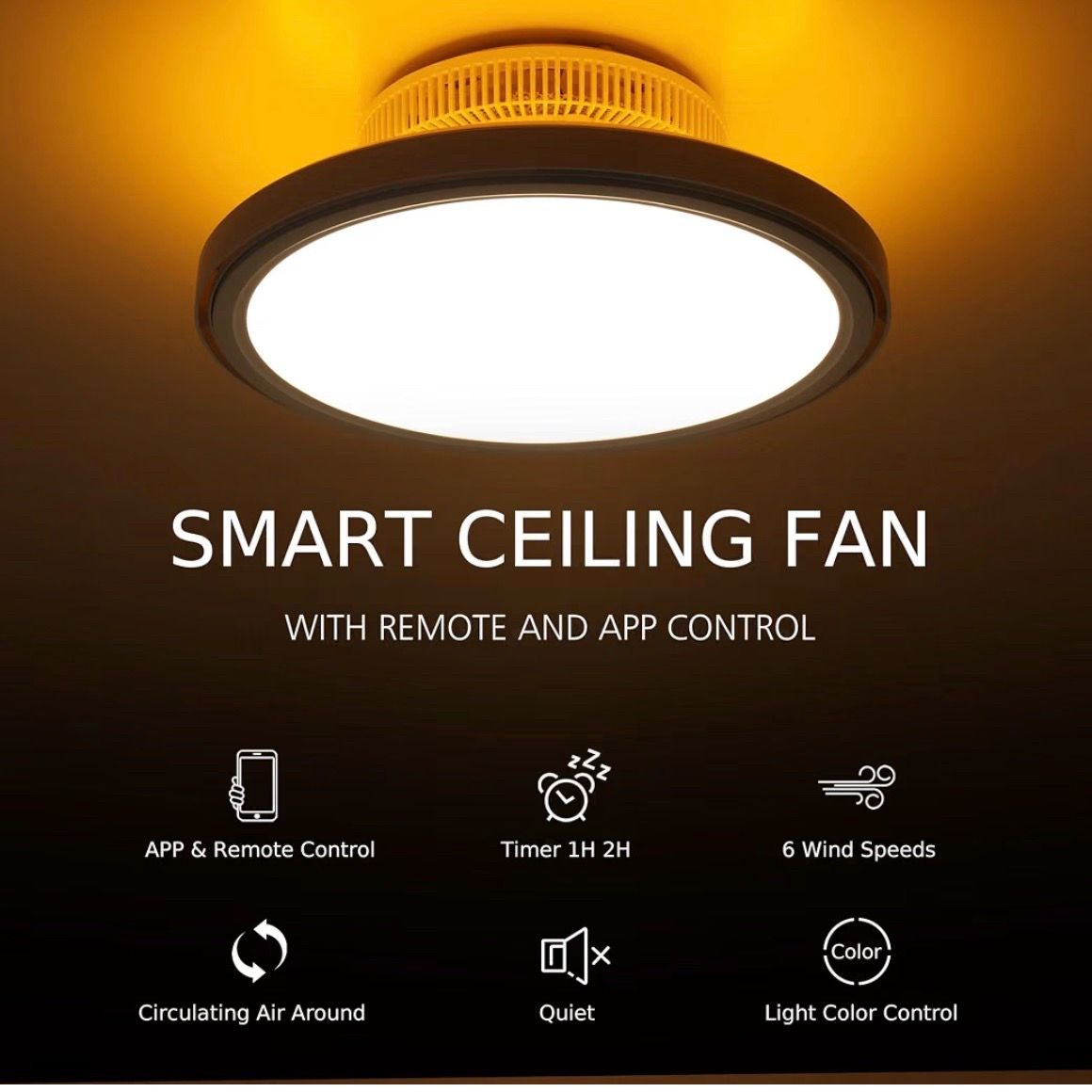 New 18" Bladeless Ceiling Fan with Light and Remote/APP - photo 4