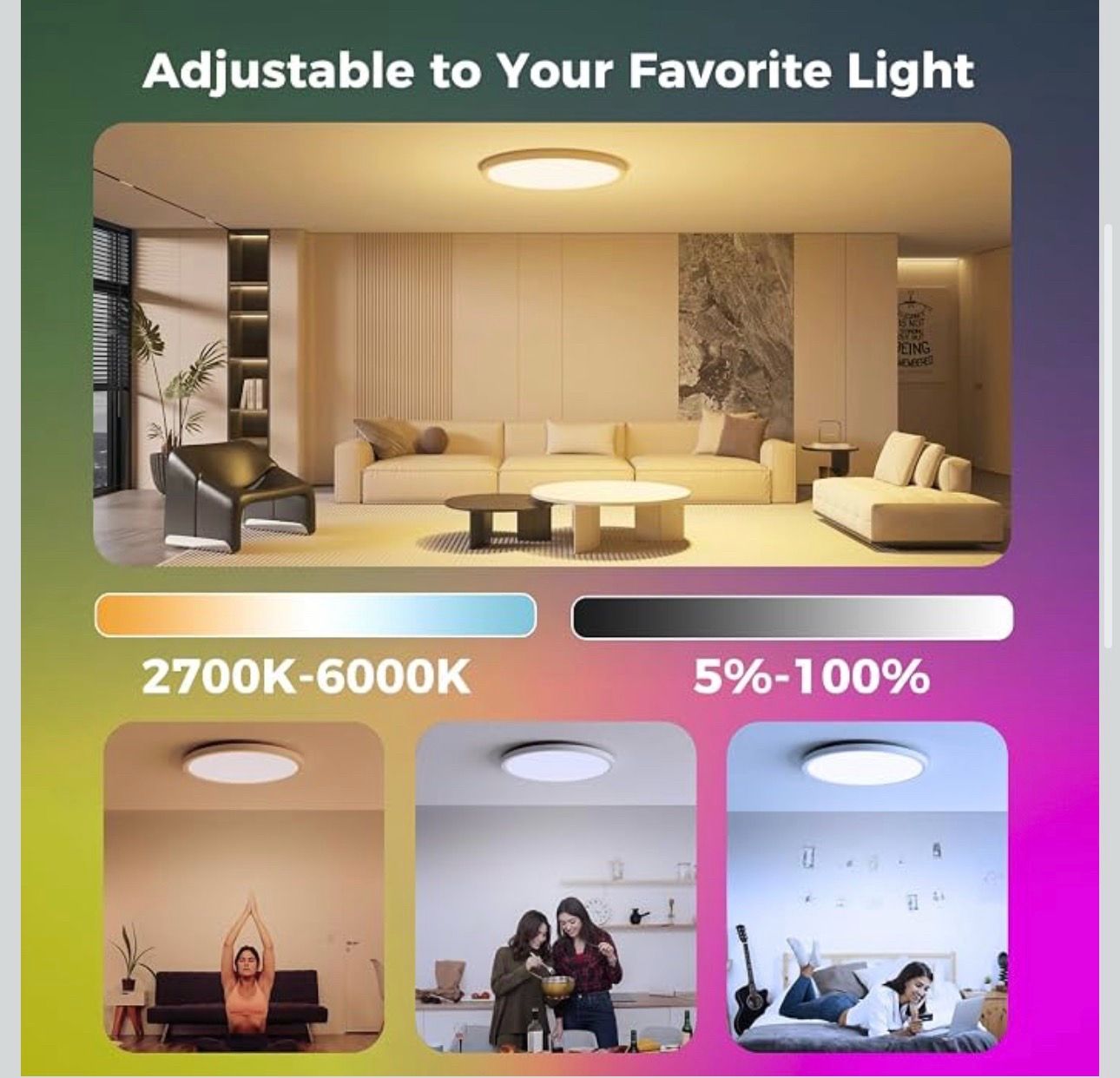 New Smart RGB LED Ceiling Lights with Remote - 15.8 inch - photo 3