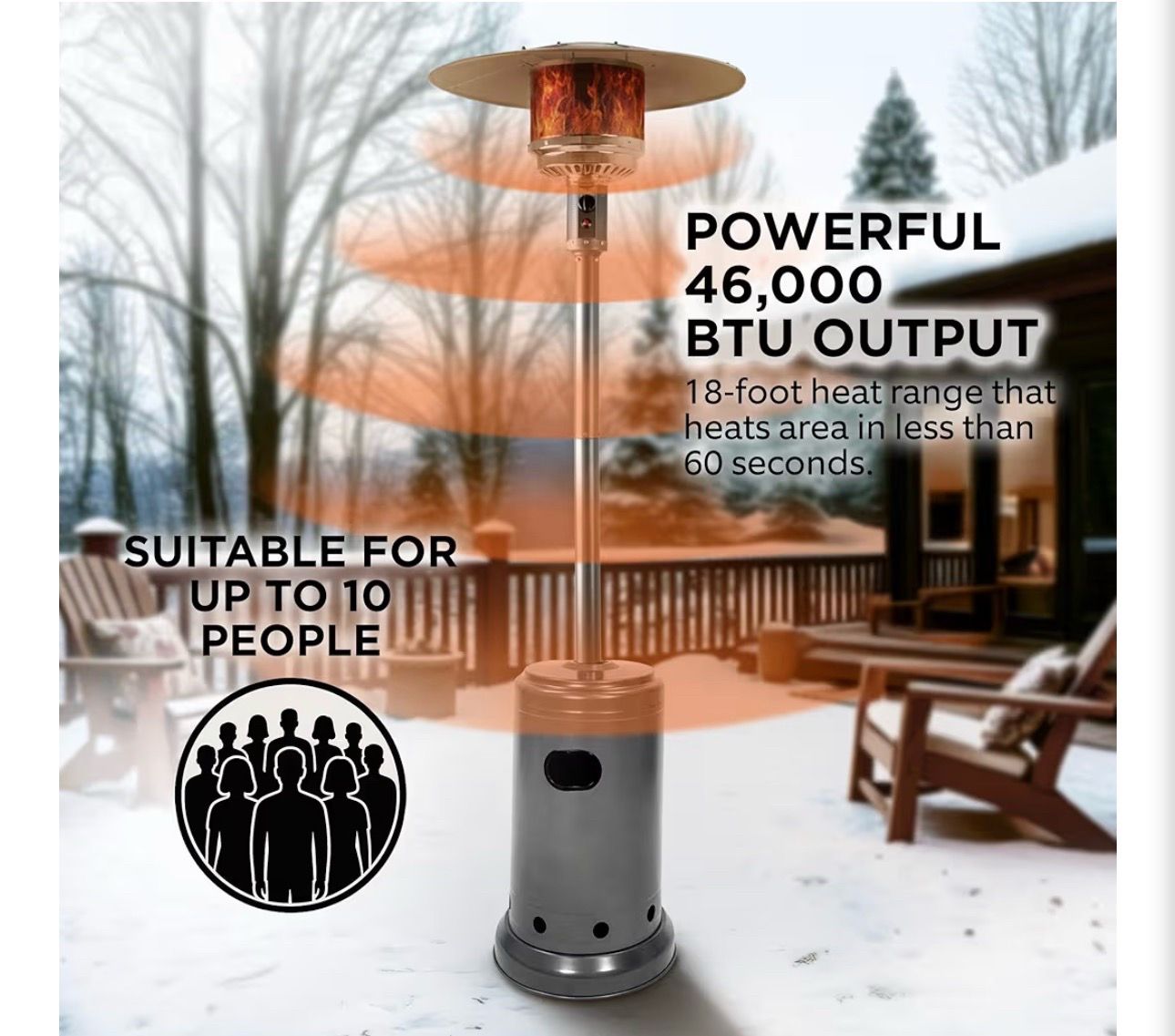 New Amazon Basics 46,000 BTU Portable Outdoor Patio Heater - photo 2
