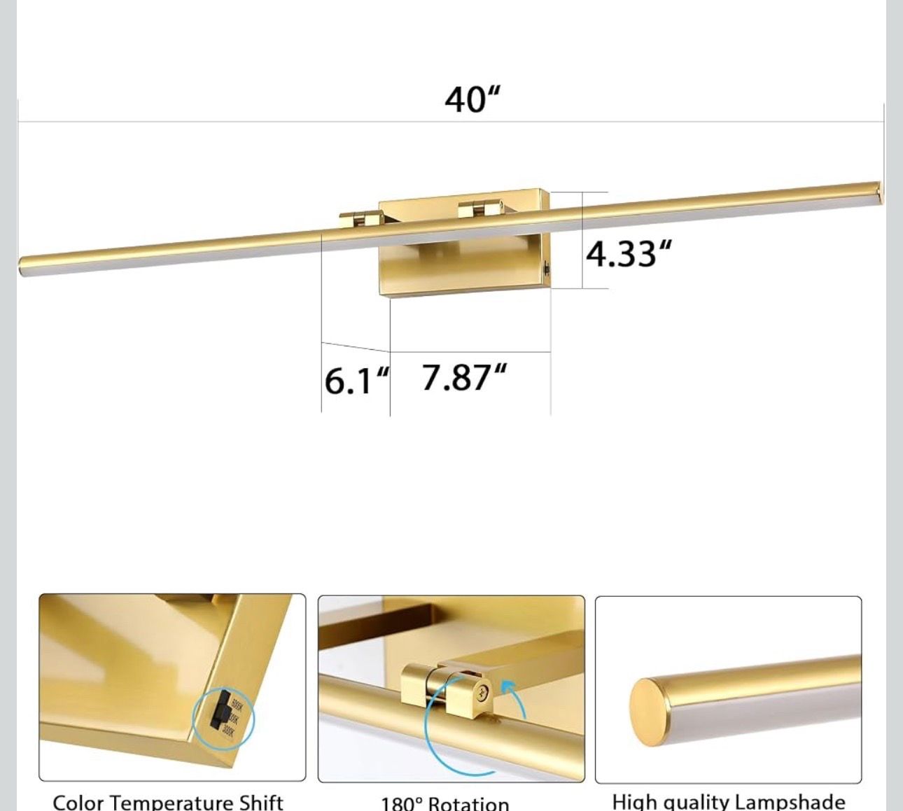 New 40” LED Bathroom Vanity Light, Dimmable - photo 2