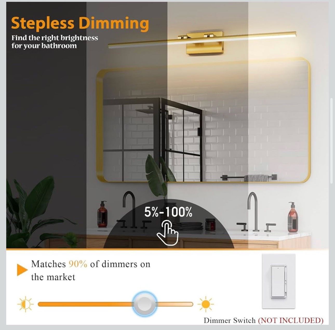 New 40” LED Bathroom Vanity Light, Dimmable - photo 4