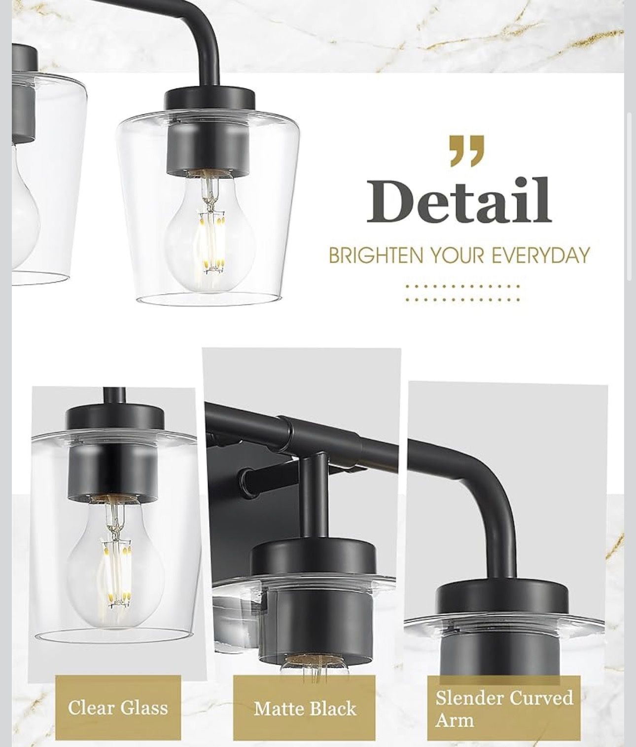 3-Light Matte Black Vanity Lights - photo 2