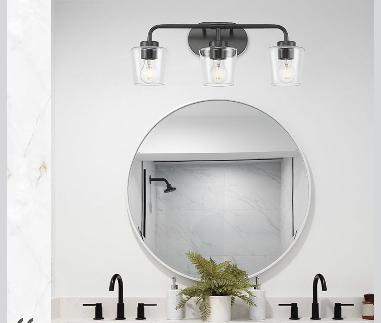 3-Light Matte Black Vanity Lights - photo 3