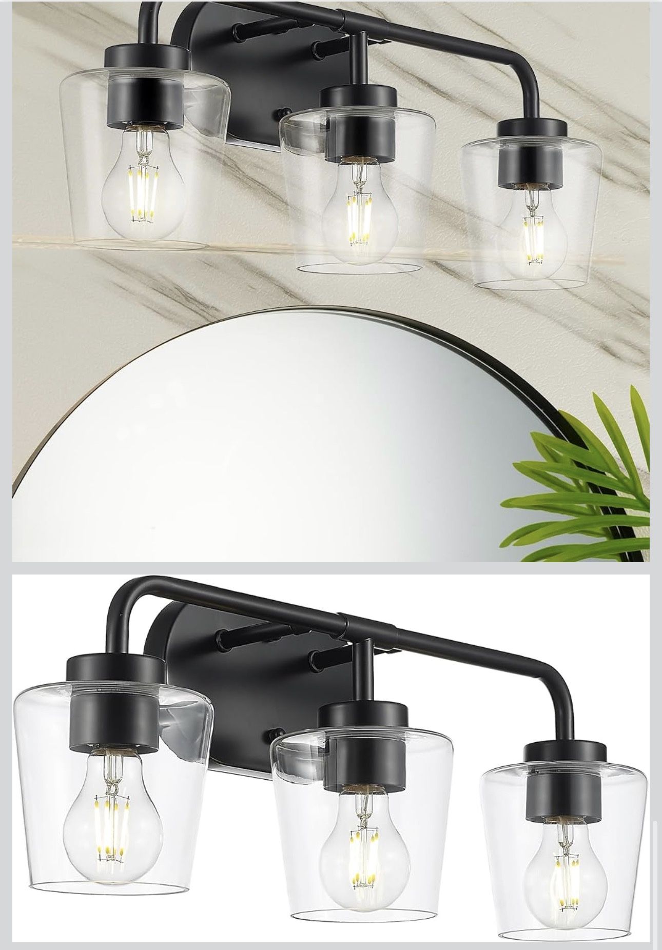 3-Light Matte Black Vanity Lights - photo 5