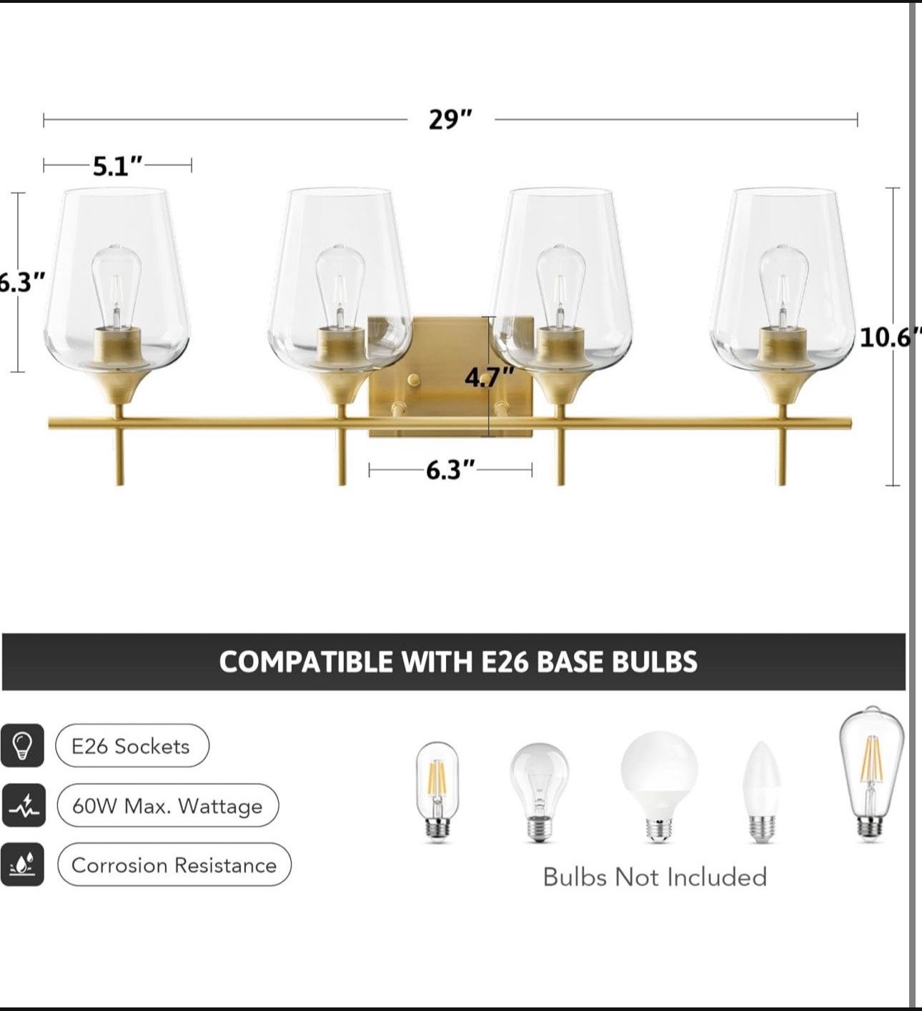 New VONLUCE Bathroom Vanity Light, 4-Light - photo 2