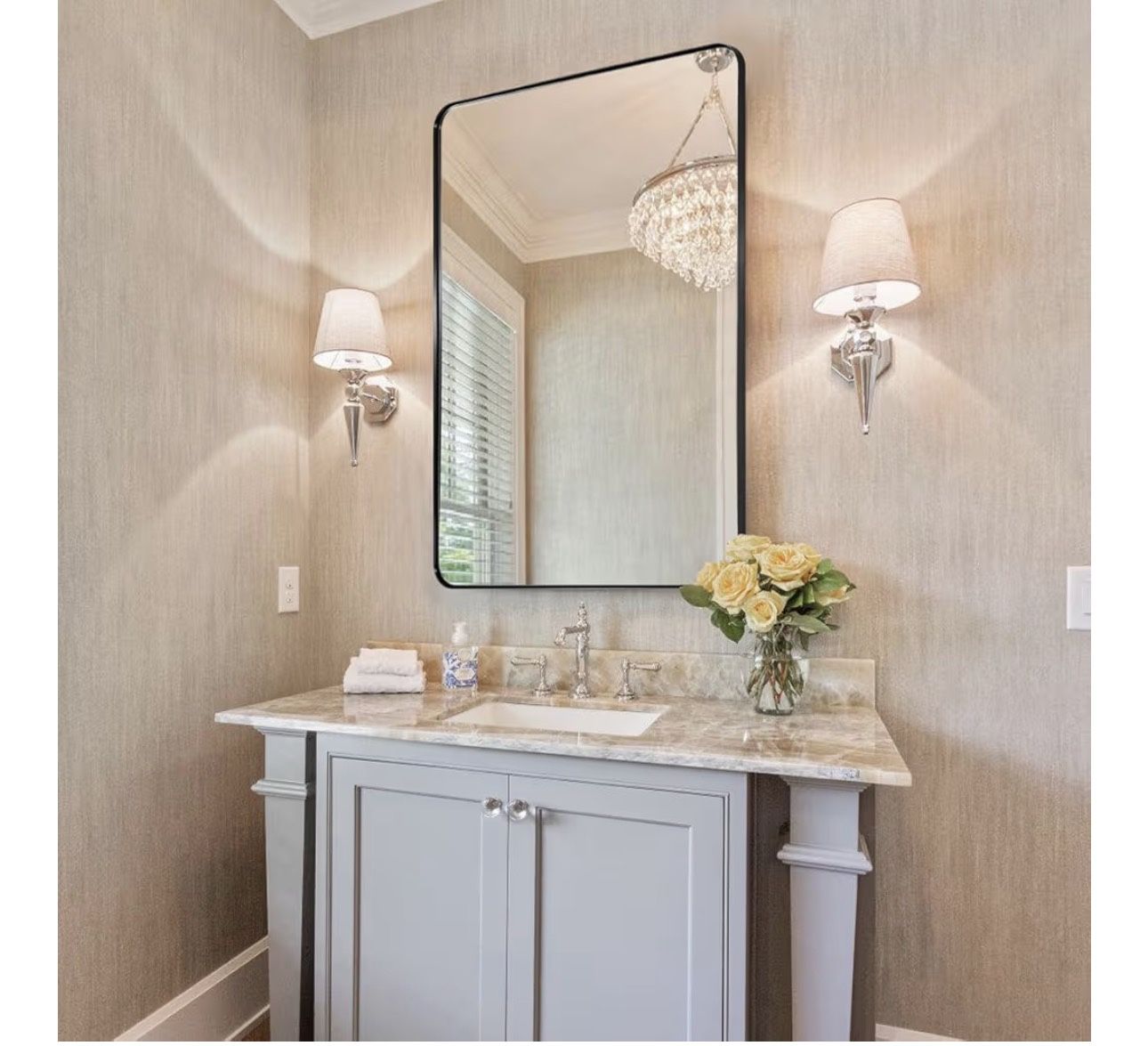 New ANDY STAR Wall Mirror for Bathroom, 24x36 Inch Black - photo 2