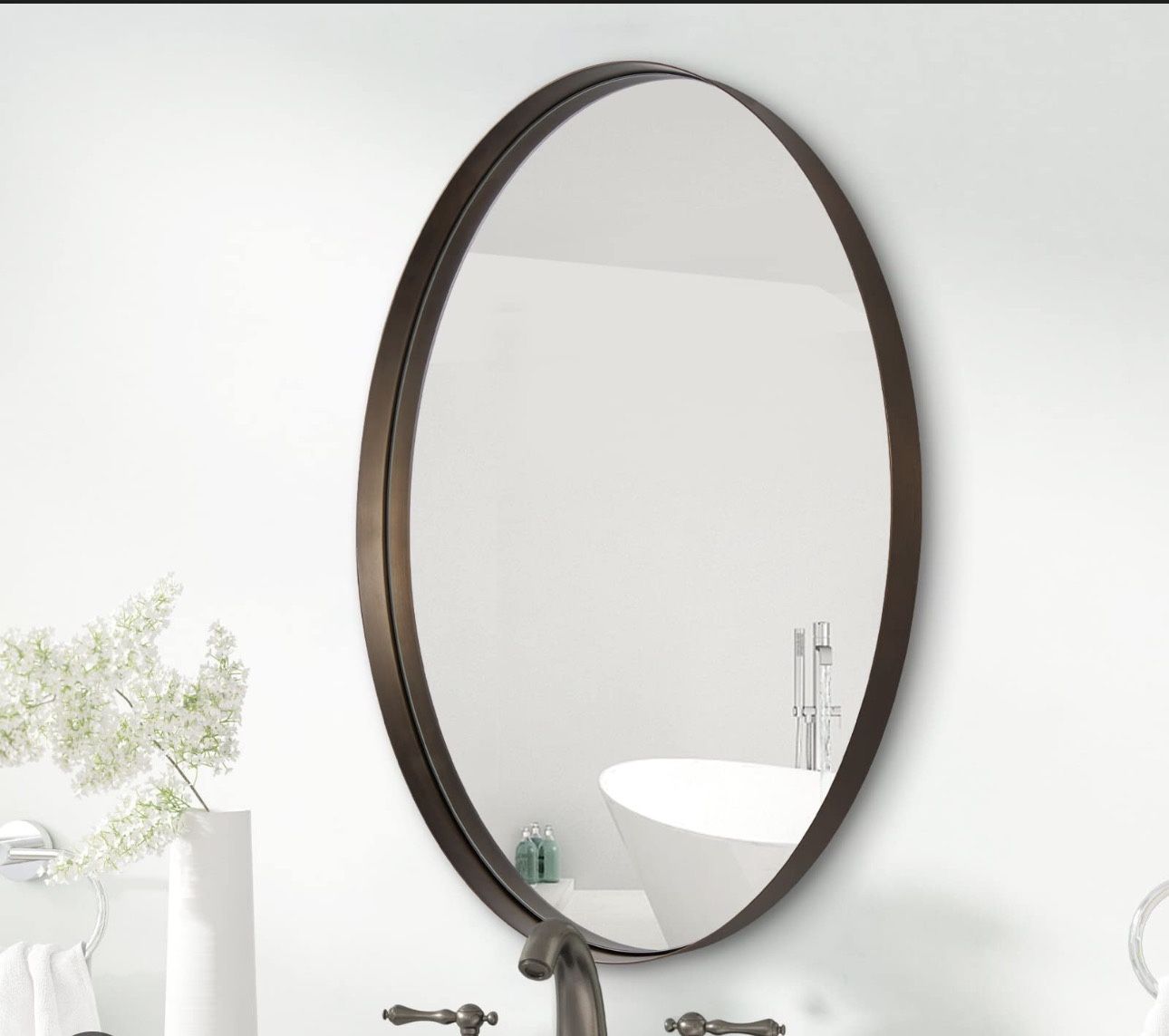 New ANDY STAR 26”x38” Oiled Bronze Oval Bathroom Mirror