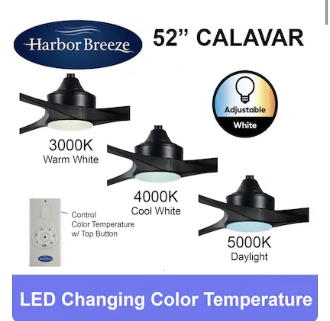 New Harbor Breeze Calavar 52-in Matte Black Ceiling Fan - photo 5