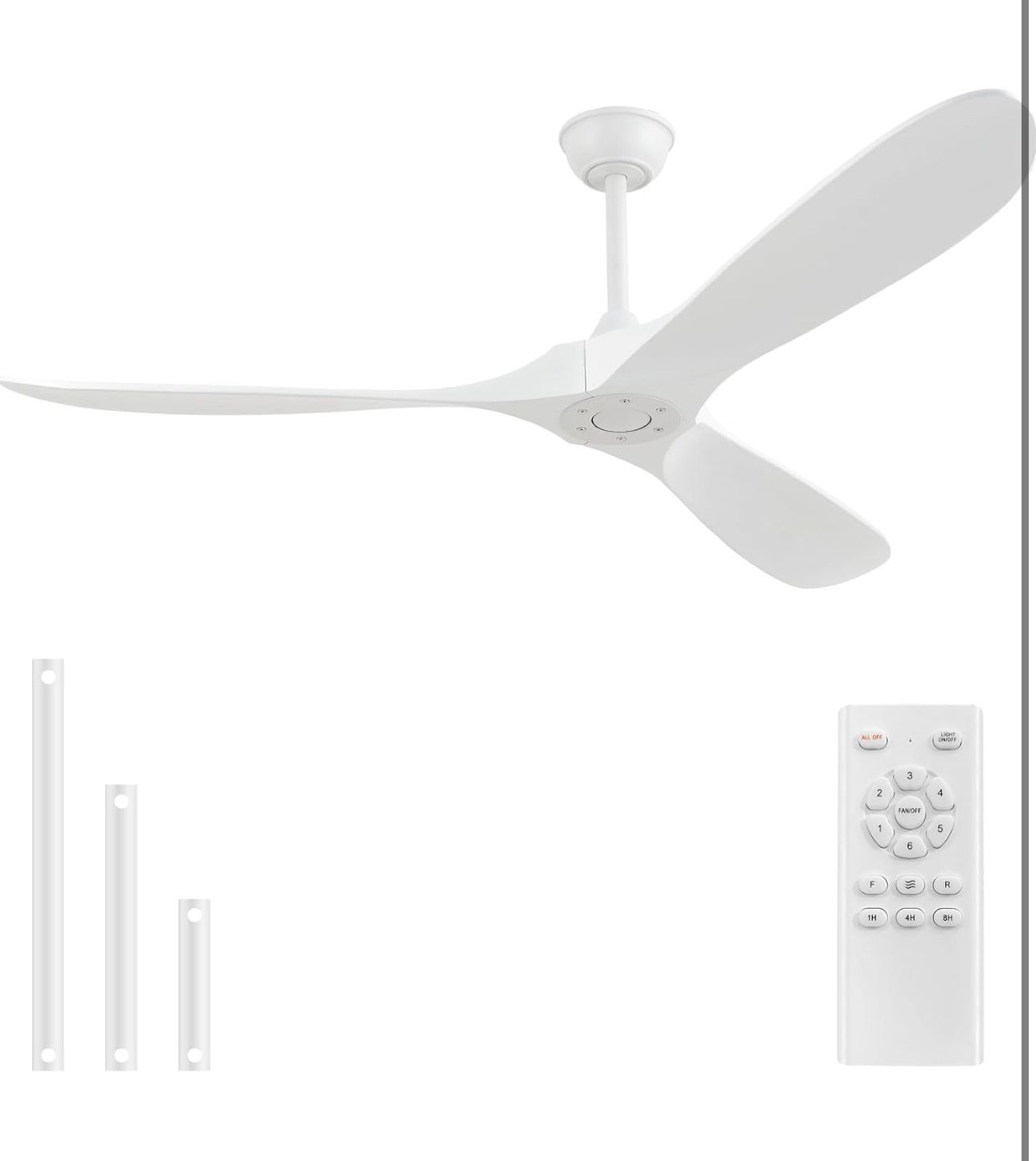 New 60'' White Indoor/outdoor Ceiling Fan without Light - photo 3