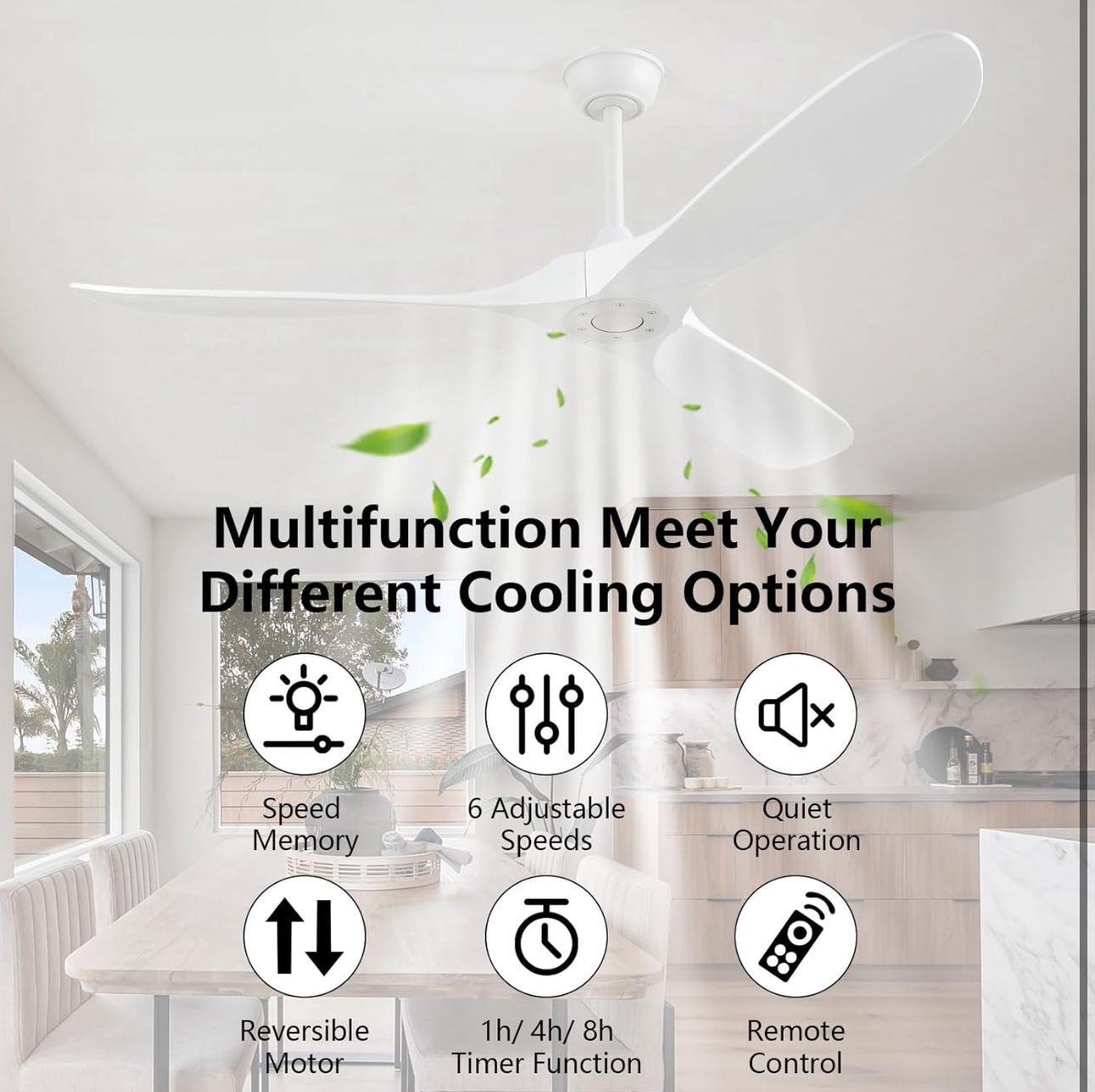 New 60'' White Indoor/outdoor Ceiling Fan without Light - photo 4
