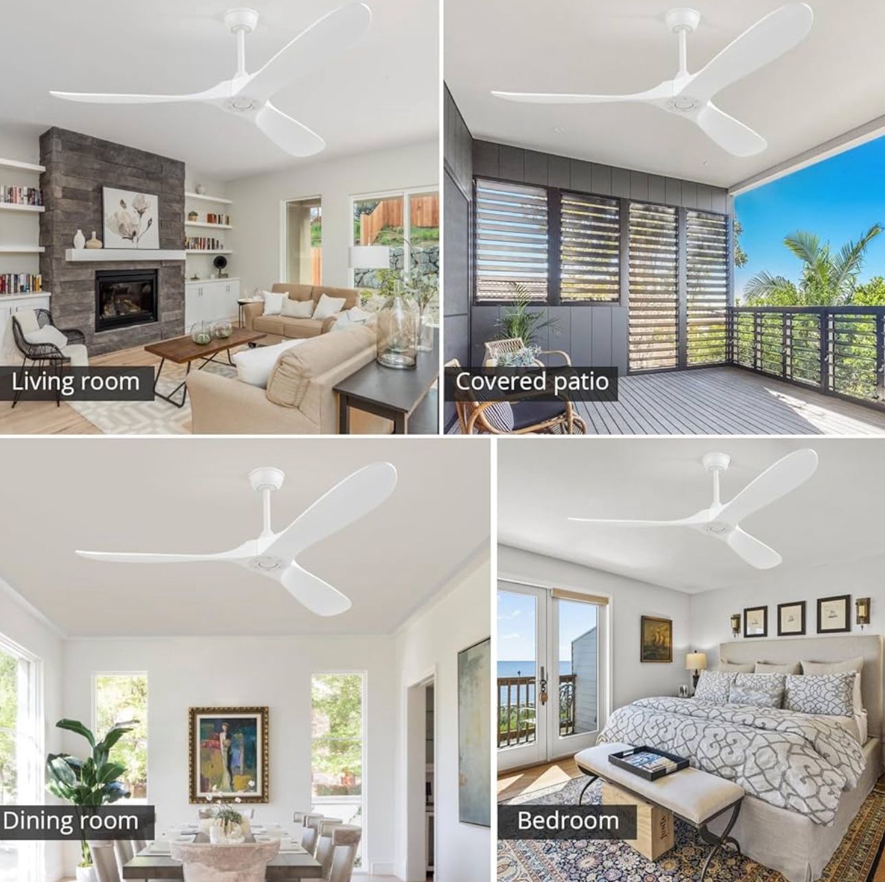 New 60'' White Indoor/outdoor Ceiling Fan without Light - photo 5