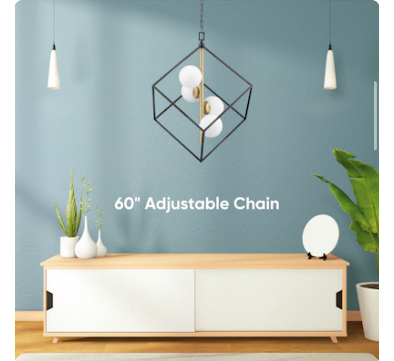 New 4-Light Matte Black Modern Integrated LED Chandelier - photo 5