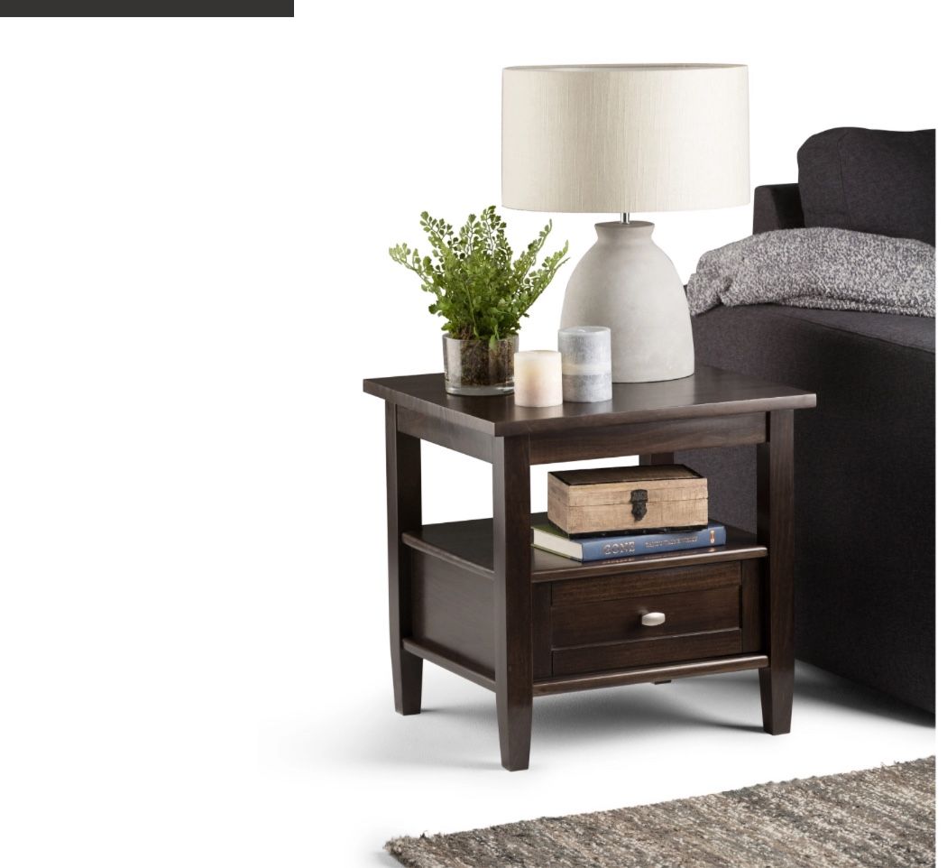 New Simpli Home Warm Shaker End Table