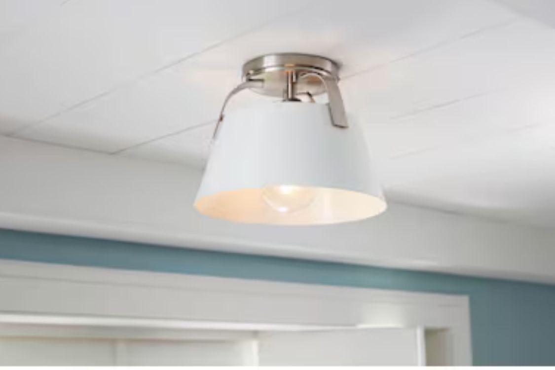 New allen + roth May 1-Light Brushed White Flush Mount Light