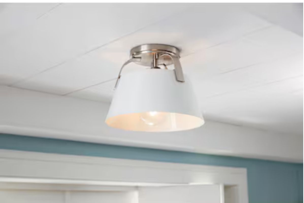 New allen + roth May 1-Light Brushed White Flush Mount Light - photo 2