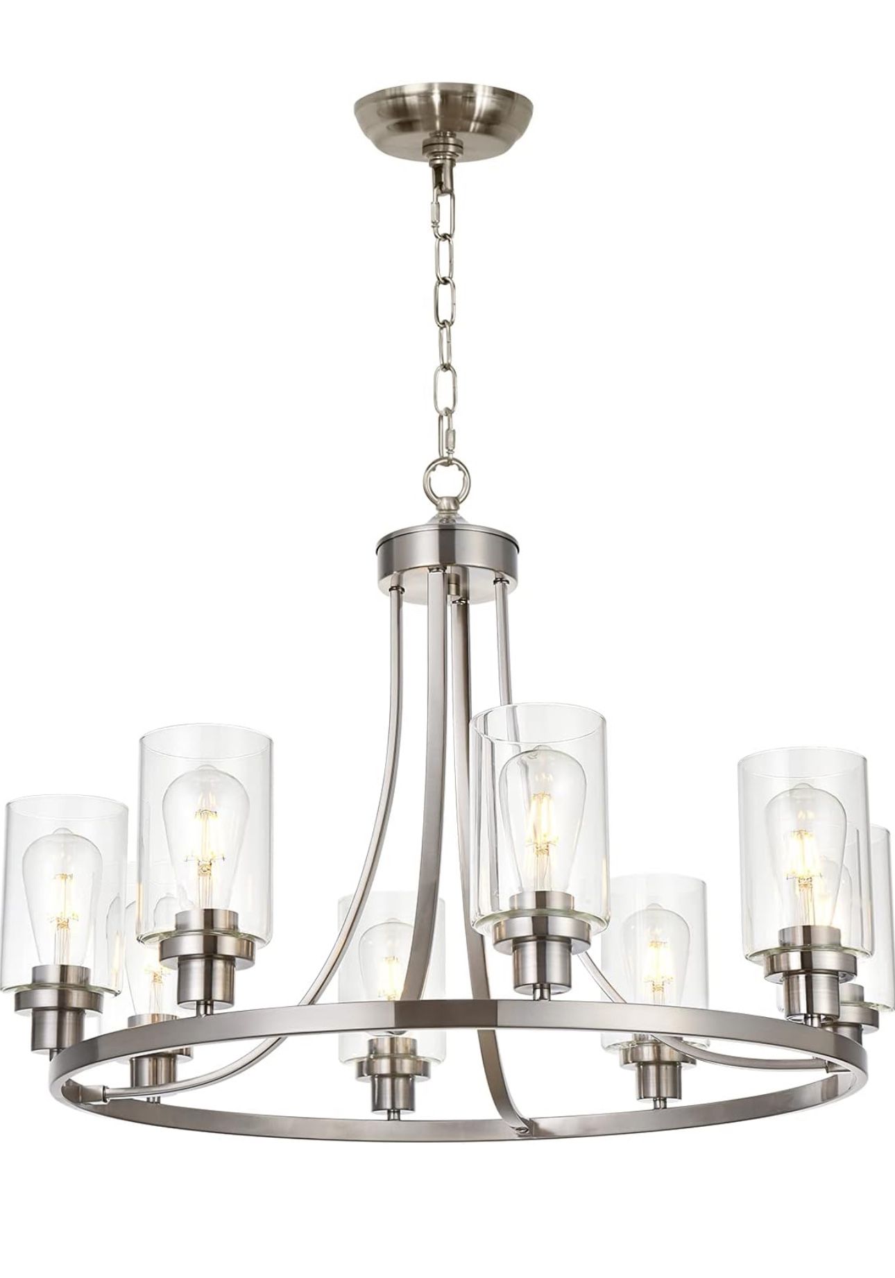 New MELUCEE Modern Chandelier Brushed Nickel Finish 8 Lights - photo 2