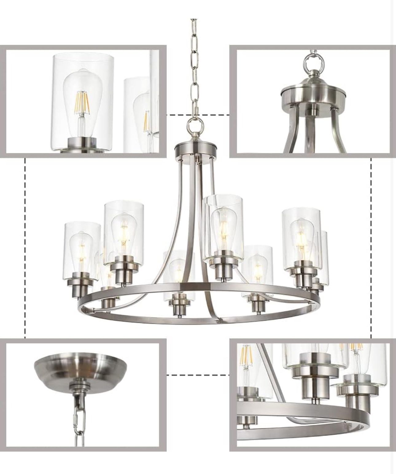 New MELUCEE Modern Chandelier Brushed Nickel Finish 8 Lights - photo 5