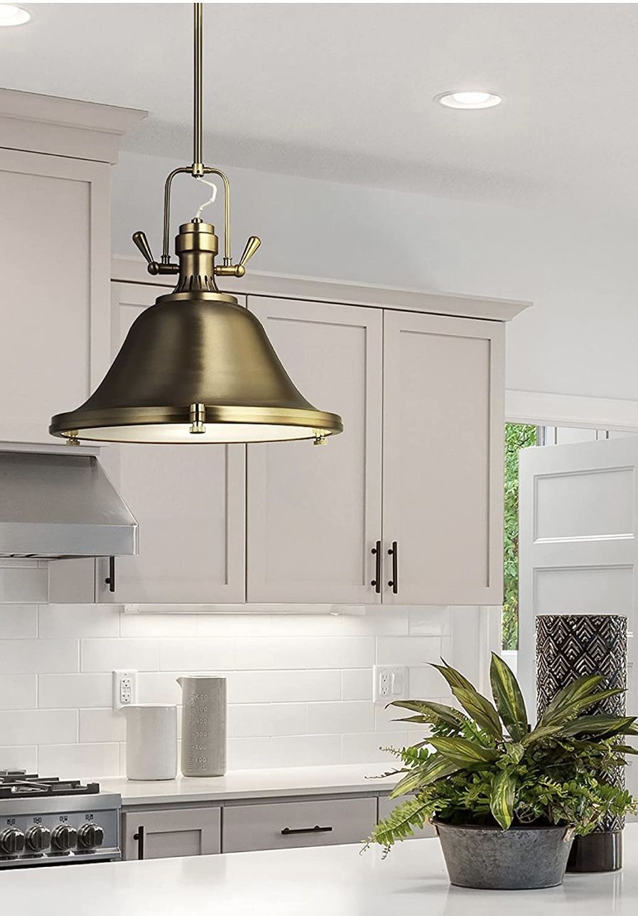 New Stone Street Pendant Hanging Modern Fixture, Satin Brass