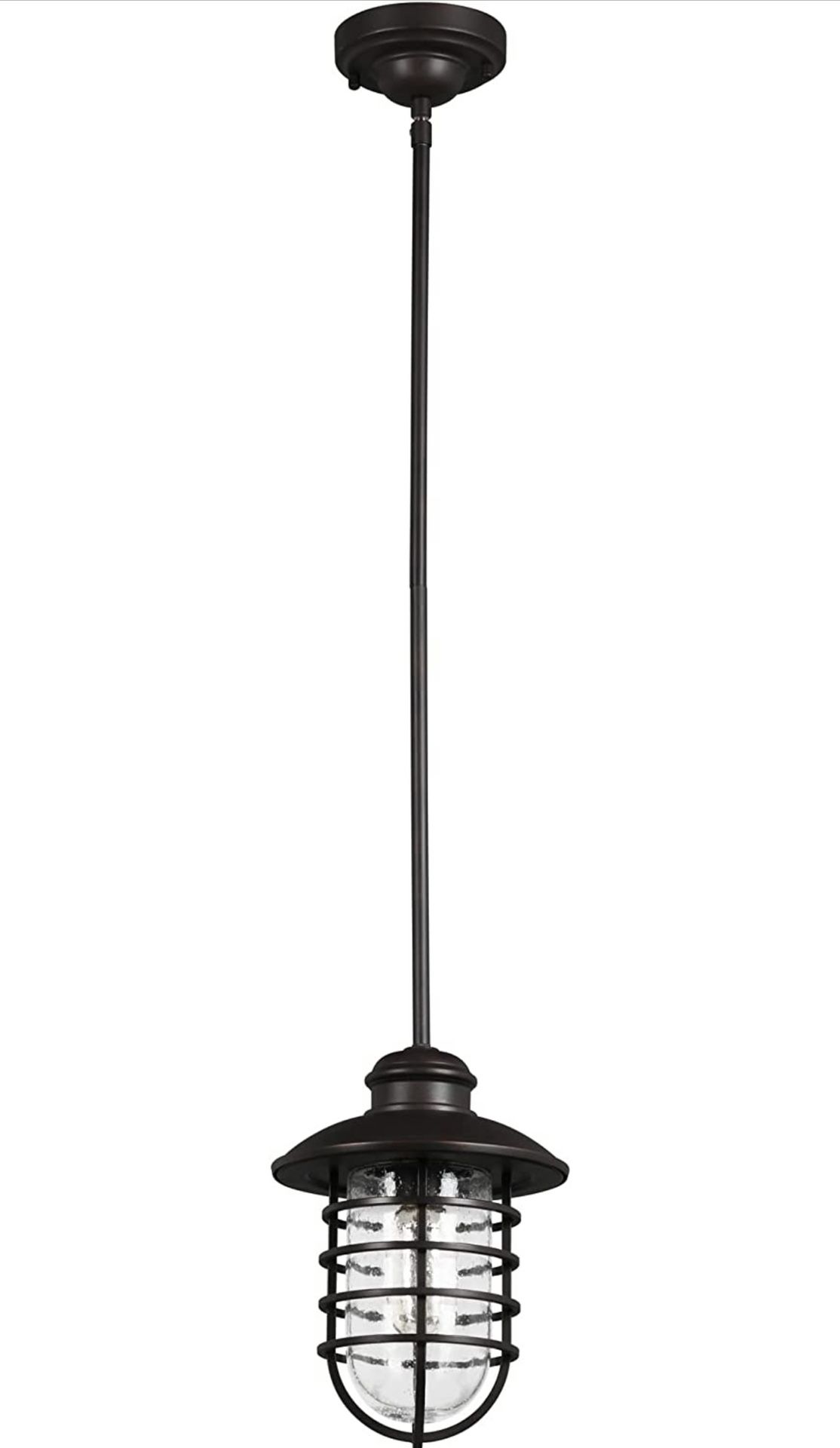New Rustic Industrial 1-Light Pendant with Seedy Glass Shade