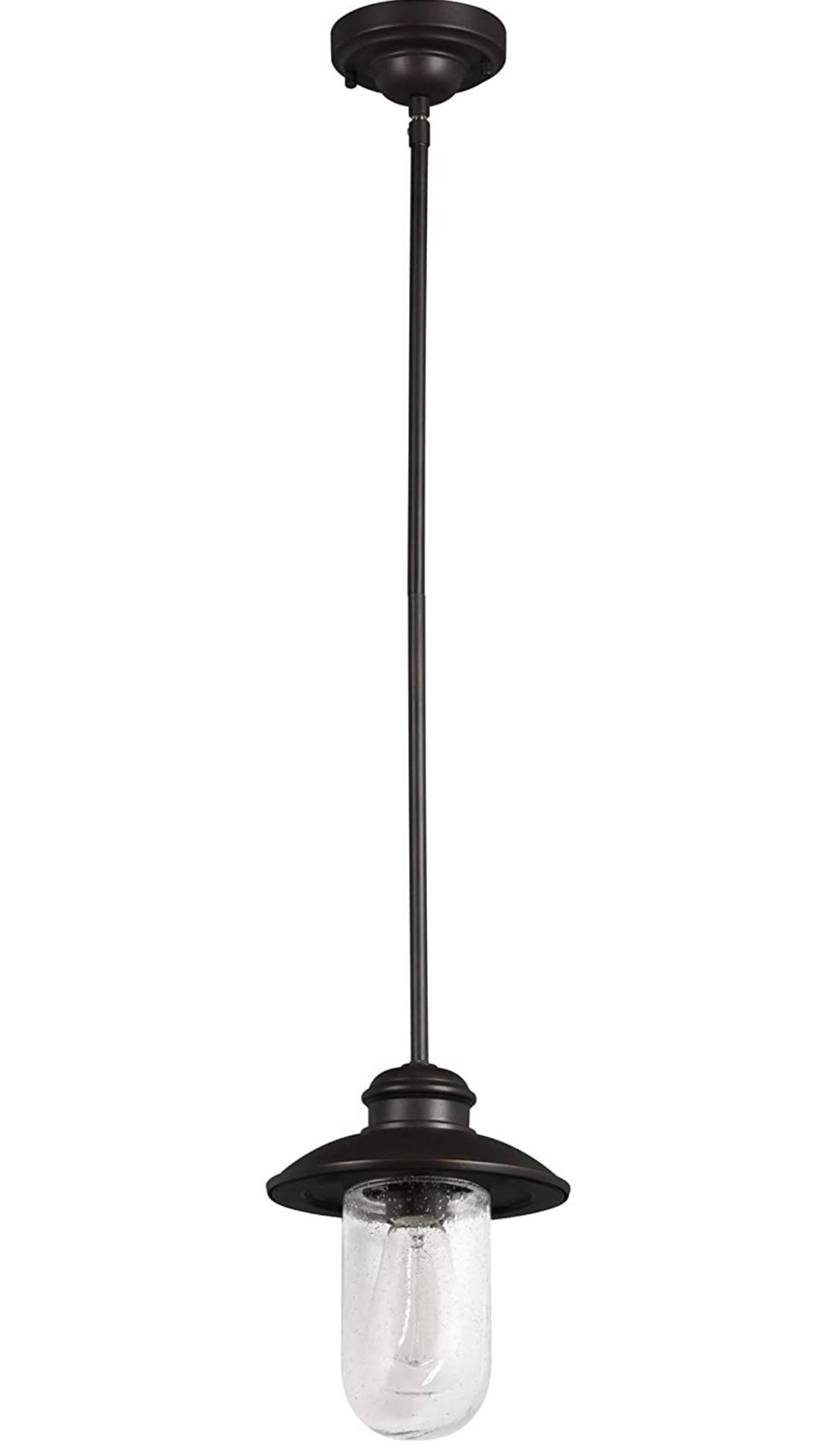 New Rustic Industrial 1-Light Pendant with Seedy Glass Shade - photo 3