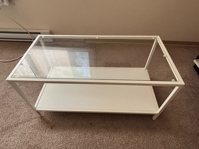 Modern White Metal & Glass Coffee Table - photo 2