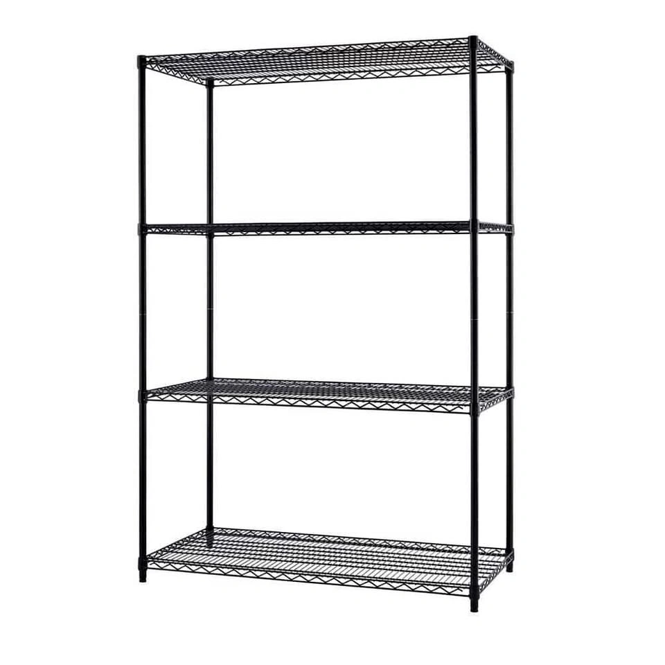 Heavy Duty 4-Tier Black Wire Storage Shelf