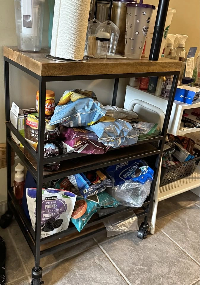 [MOVING SALE] Solid Wood & Metal Rolling Utility Cart