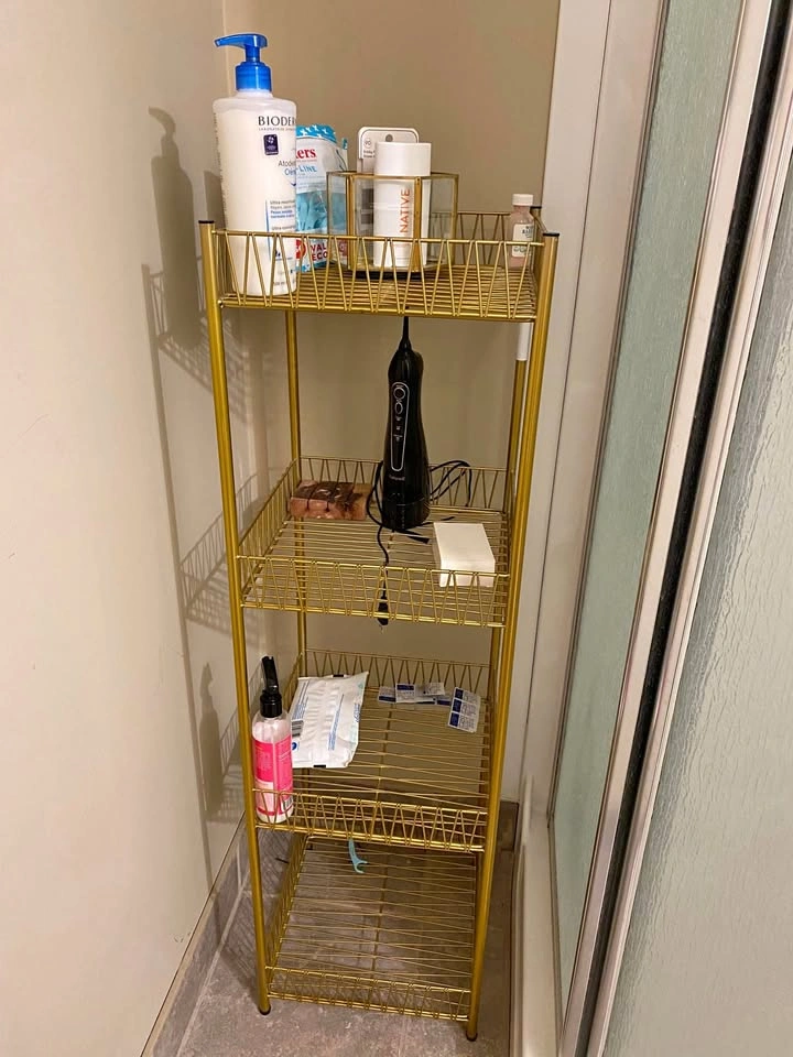 [MUST GO BY AUG 25] Gold Bathroom Shelf & Shoe Rack