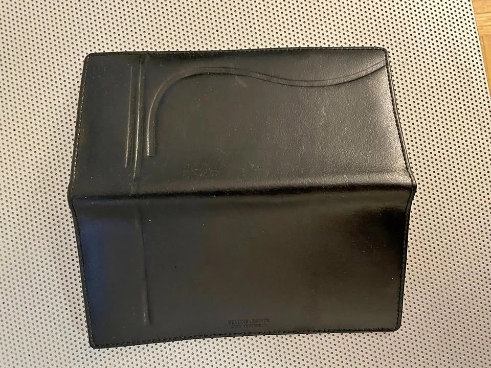 Sleek Black Genuine Leather Long Checkbook Wallet / Clutch