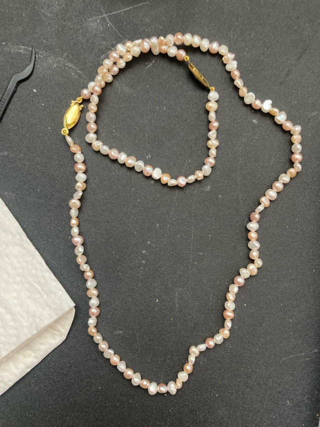 pearl necklace and bracelet