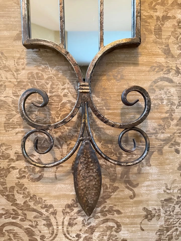Tall Narrow Wall Mirror – Bronze/Gold Scroll Iron Frame - photo 2