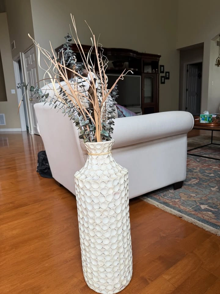 Tall Shell Mosaic Floor Vase – 42" – Coastal / Boho Decor - photo 2