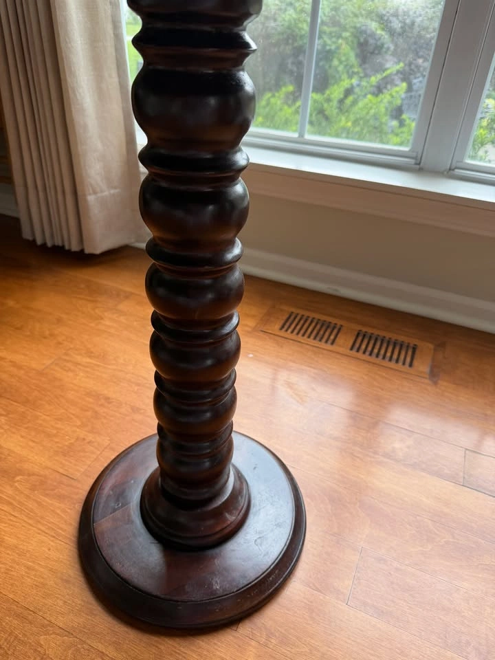 Round Wood Pedestal Accent Table – Turned Bobbin Base - photo 2