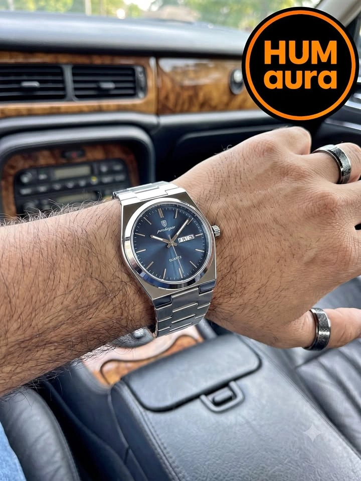 Brand New Humaura Men's Luxury Steel Quartz Watch - Blue Dial