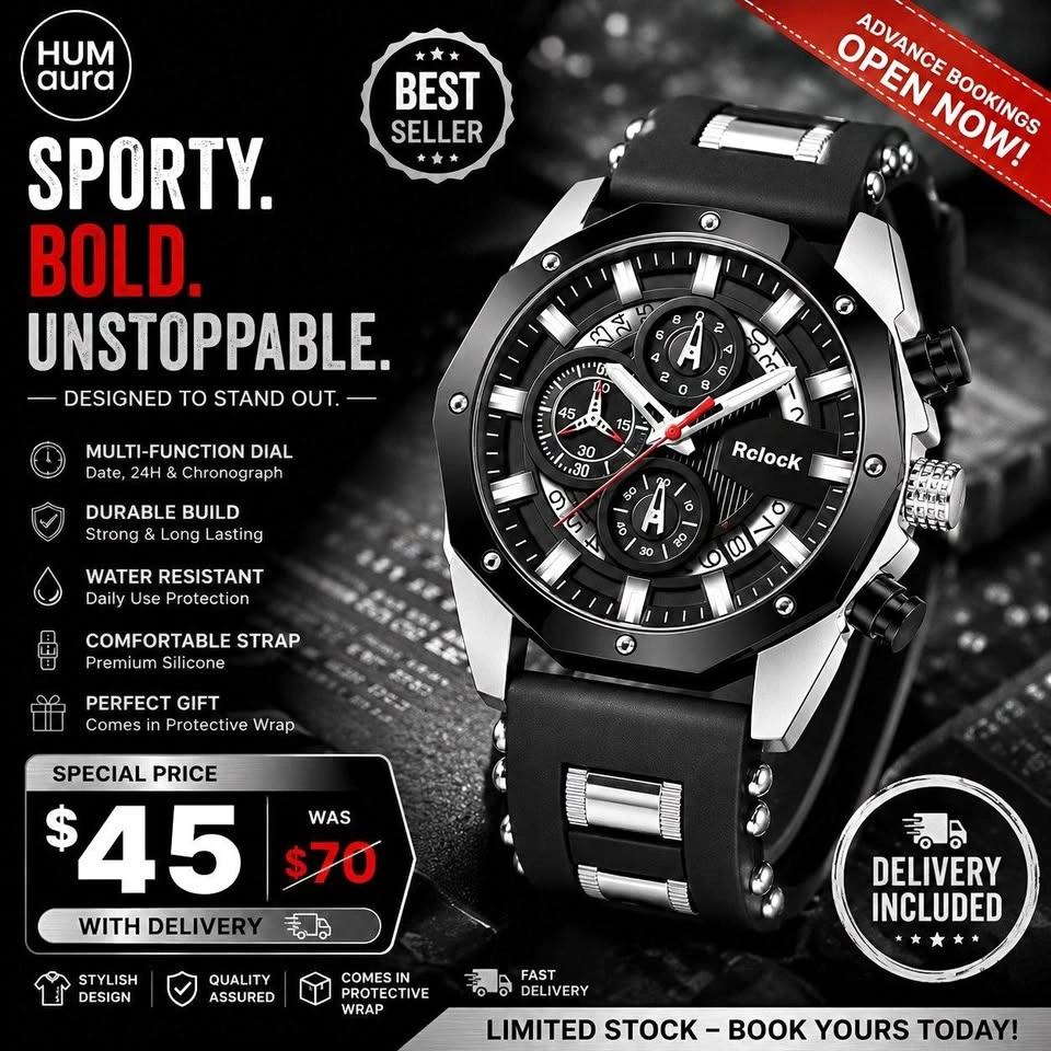 (Delivery Free) Men’s Luxury Sport Chronograph Watch