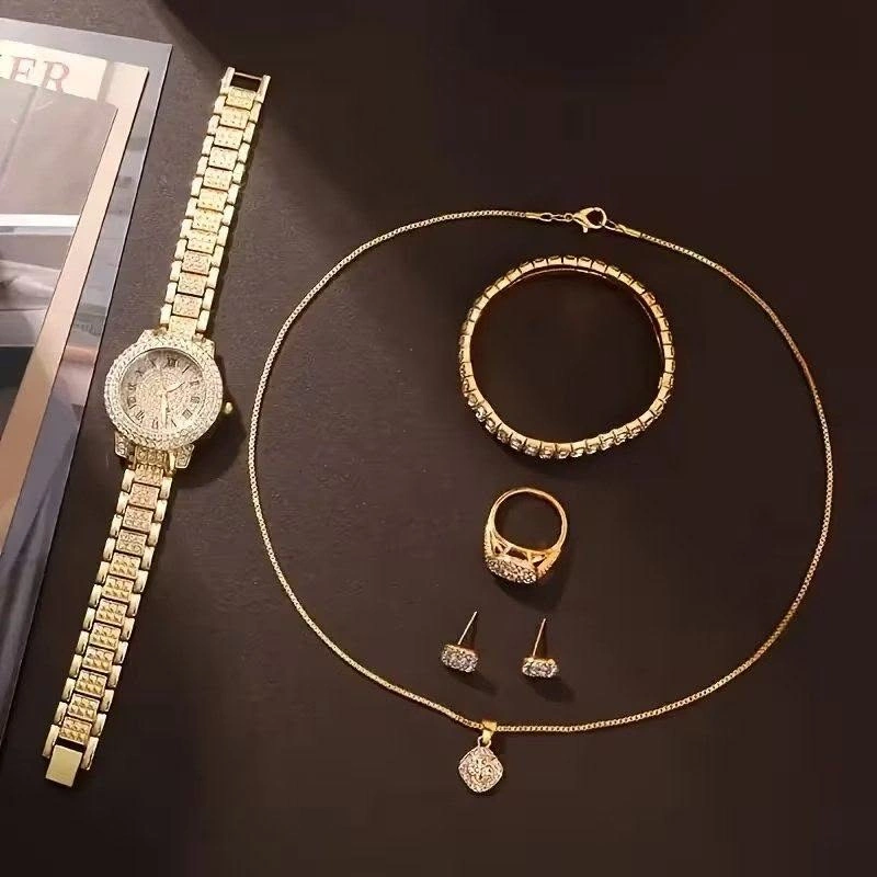 7-Piece Women's Gold-Tone Watch & Jewelry Set - photo 3