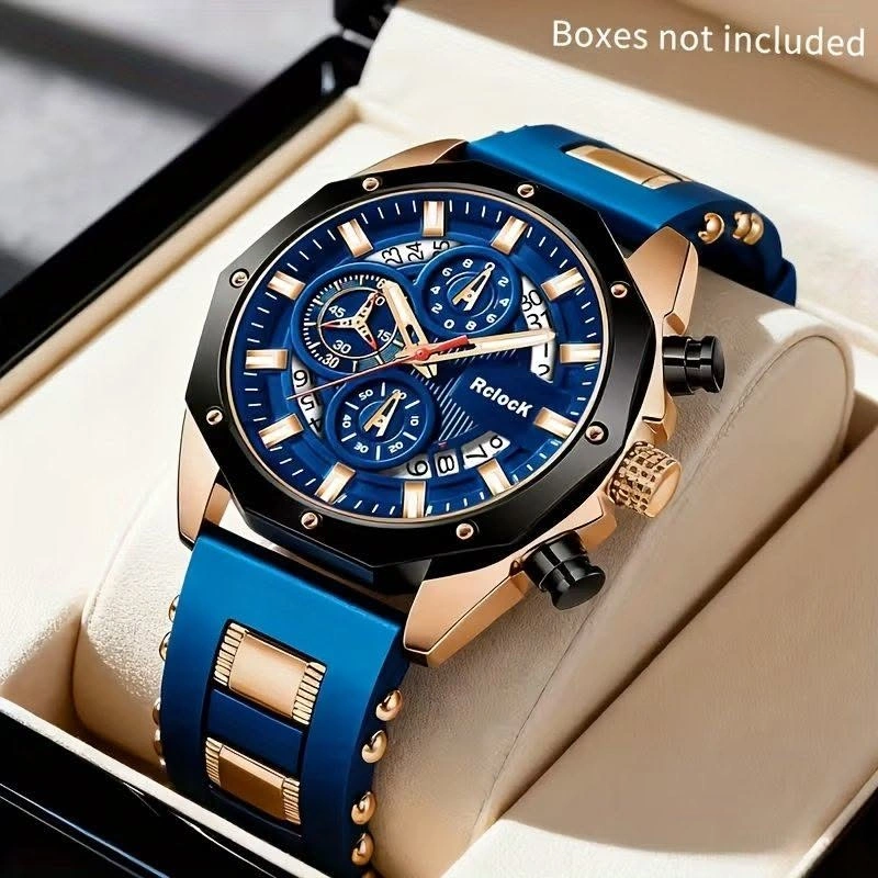 Men’s Luxury Sport Chronograph Watch – Blue & Gold - photo 2