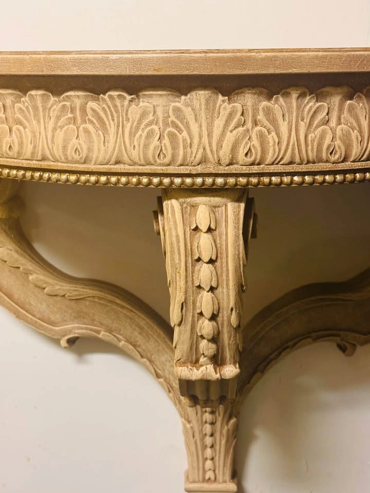 Ornate Carved Demilune Wall Console Table - photo 2