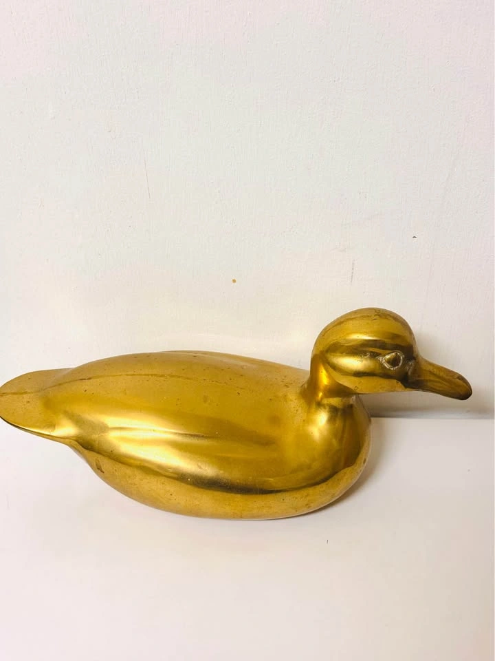 Vintage Solid Heavy Brass Large Mother & Baby Duck Figurines - photo 5